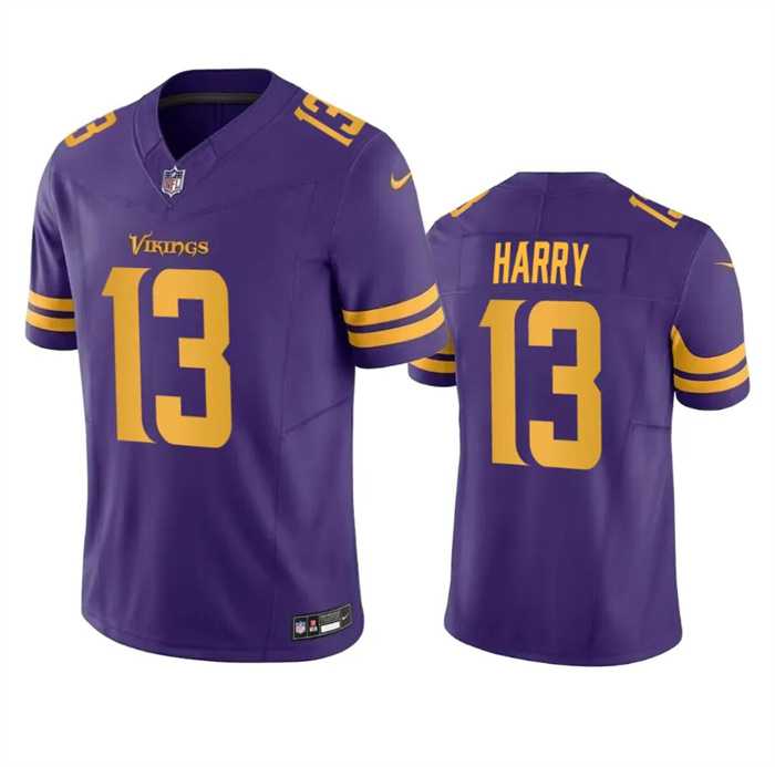 Men & Women & Youth Minnesota Vikings #13 N%27Keal Harry Purple 2023 F.U.S.E. Color Rush Limited Jersey